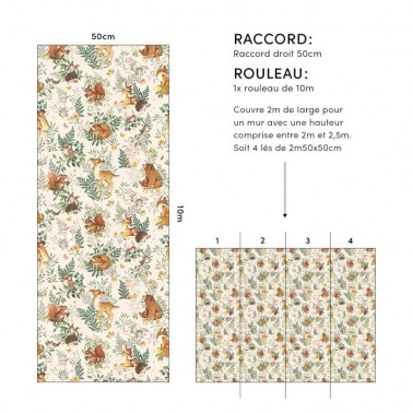 Papel pintado Forest Amigos del bosque Beige