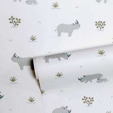 Papel pintado Tanzania Rhinos