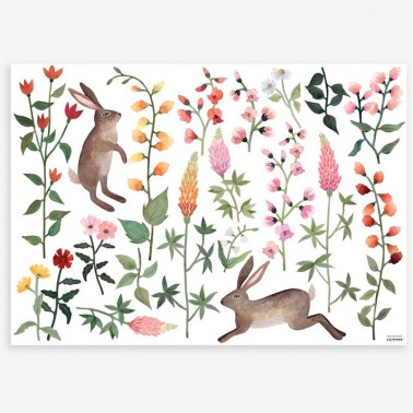 Vinilo Conejos y flores