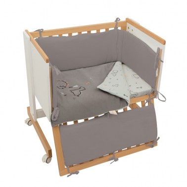 Minicuna reclinable colecho transparente LULU menta, gris, beige