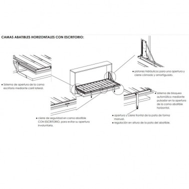 Cama abatible horizontal con escritorio Tegar