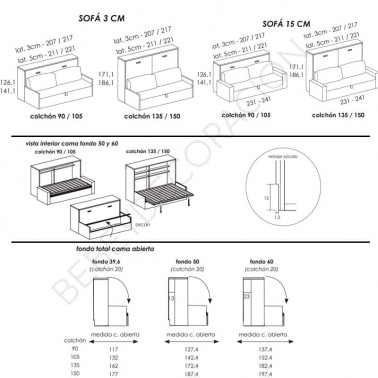 ▷ Cama abatible horizontal con sofá Tegar