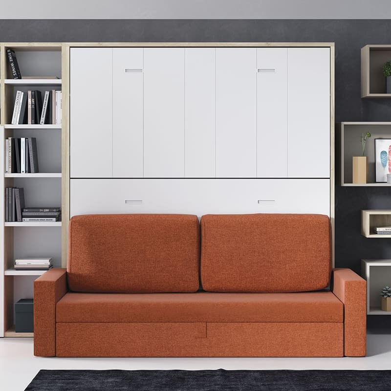 ▷ Mueble cama abatible con sofá y estantería