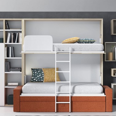 ▷ Cama abatible horizontal con escritorio Tegar