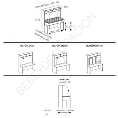 Cama abatible horizontal con escritorio inferior