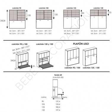 Cama abatible horizontal con armario 4 puertas