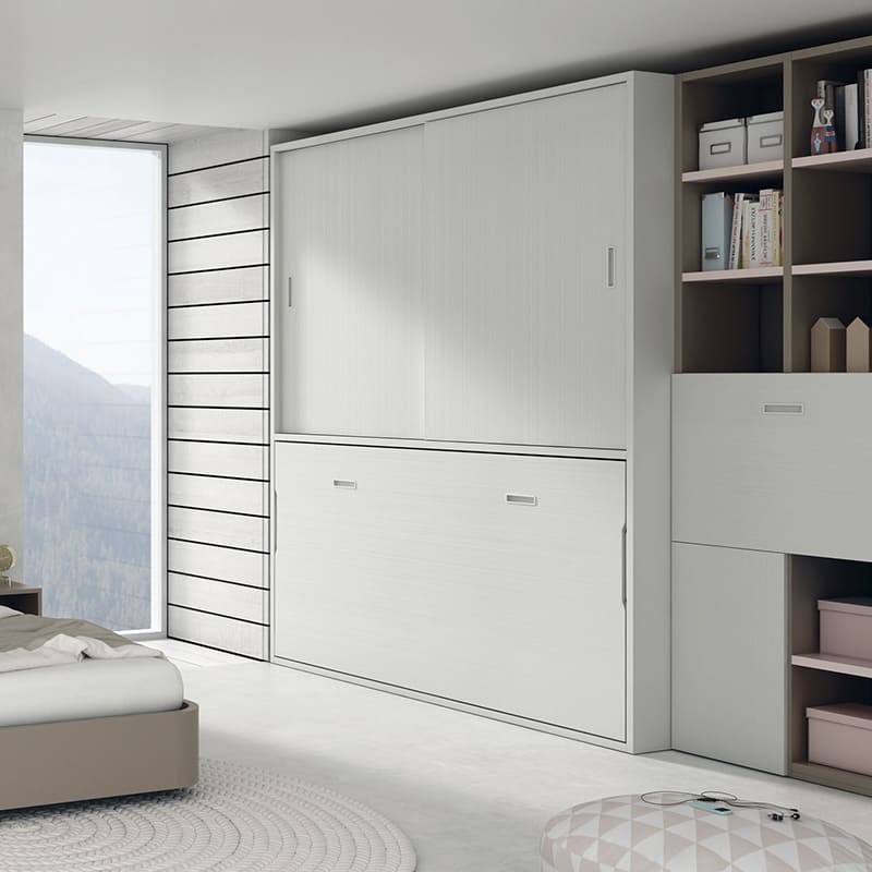 ▷ Cama abatible horizontal con armario correderas