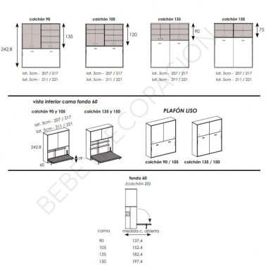 Cama abatible horizontal con armario correderas