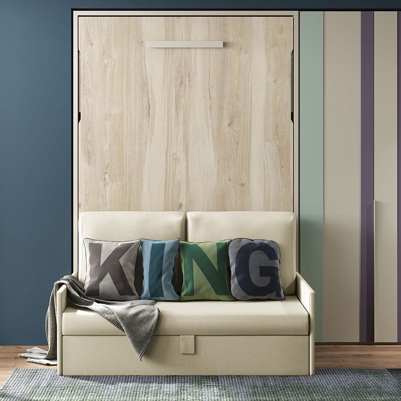 Cama Abatible vertical con escritorio integrado y estantes interiores  Colores Madera Wallbed Antracita Dimensiones 90x190