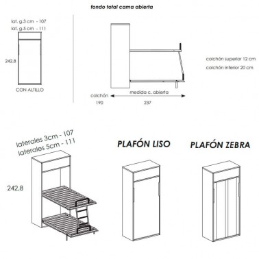 Litera abatible vertical con altillo Tegar