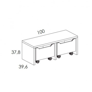 Banqueta dos baules con ruedas