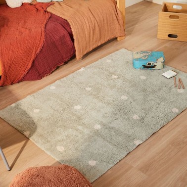 Alfombra lavable Mini Dots Blue Sage