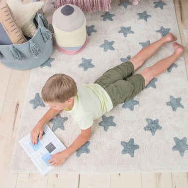 Alfombra lavable Stars Natural Vintage Blue