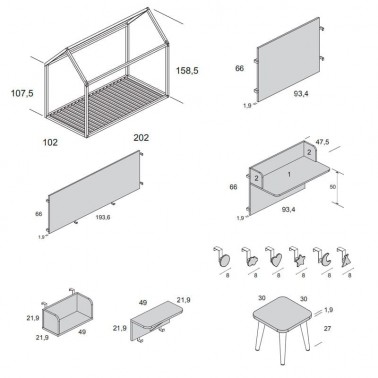 Cama casita con escritorio