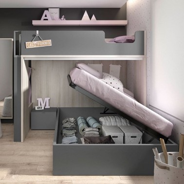 Litera Trak escalera lateral con cama canape