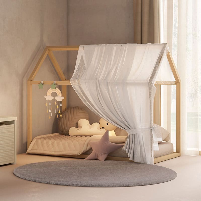 ▷ Cama para niños estructura Casa natural Arco Iris - Bebeydecoracion