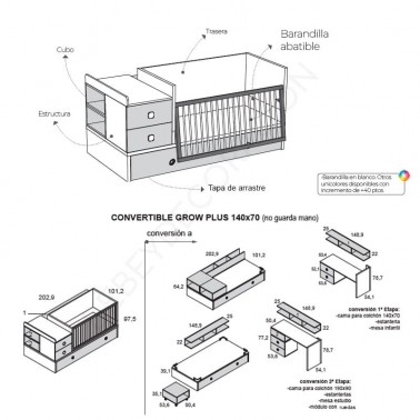 Cuna convertible Grow Plus de Ros