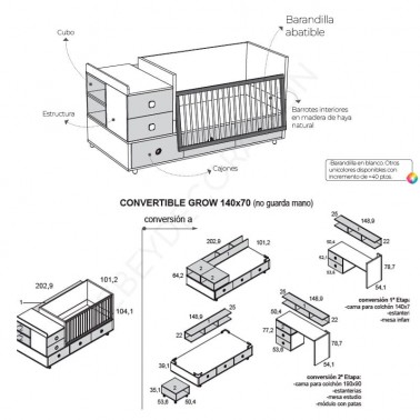 Cuna convertible Grow de Ros