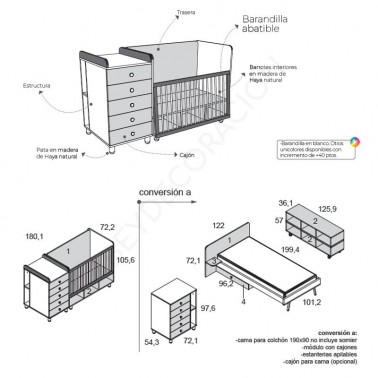 Cuna convertible Cube de Ros