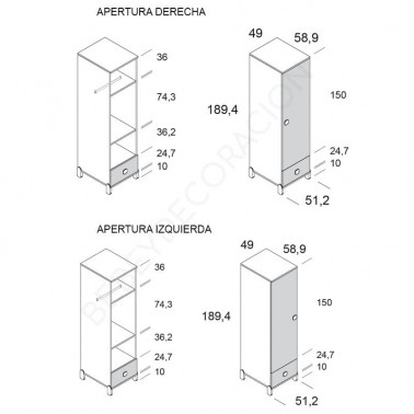 Armario una puerta Elemental Ros