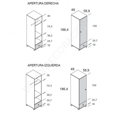 Armario una puerta Fold Ros