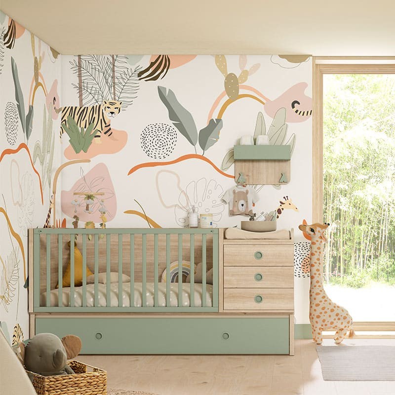 ▷ Minicuna colecho Jurasic con vestidura - Bebeydecoracion