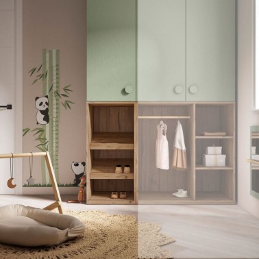 ▷ Armario Montessori con una puerta y zapatero inferior - Bebeydecoracion