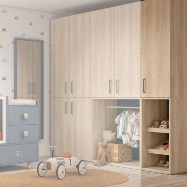 ▷ Armario Montessori con una puerta y zapatero inferior - Bebeydecoracion