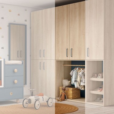 ▷ Armario Montessori con una puerta y zapatero inferior - Bebeydecoracion