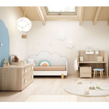 ▷ Habitacion bebe con cuna trasera nube y comoda - Bebeydecoracion