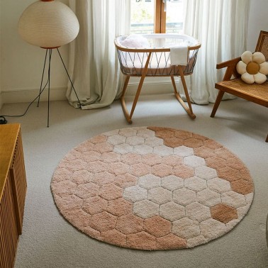 Alfombra lavable Honeycomb Rosa