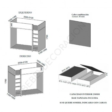 Litera con cama inferior arcon