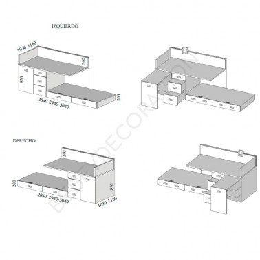 Litera Tren compacto Duo con mesa extraible