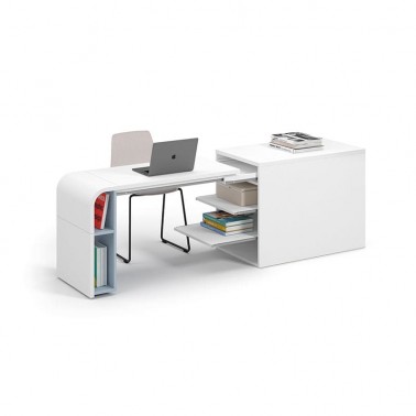 Mesa extensible corta libreria curva