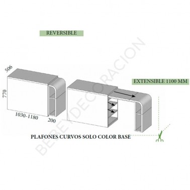 Mesa extensible corta libreria curva