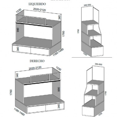 Litera con escalera lateral metalica