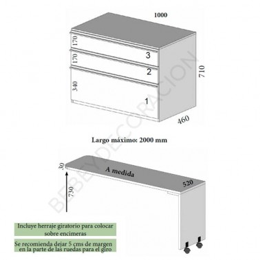 Comoda con escritorio giratorio