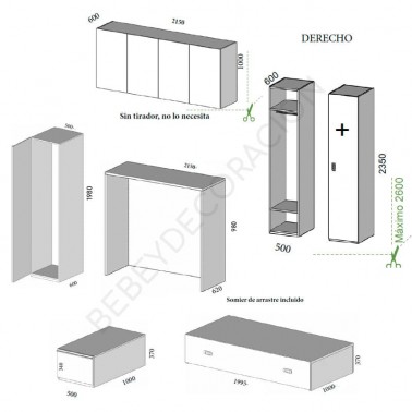 Habitacion juvenil con puente y cama nido