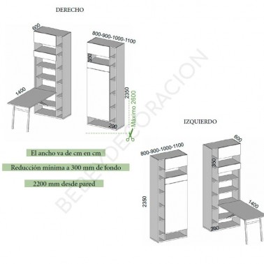 Armario libreria con mesa abatible