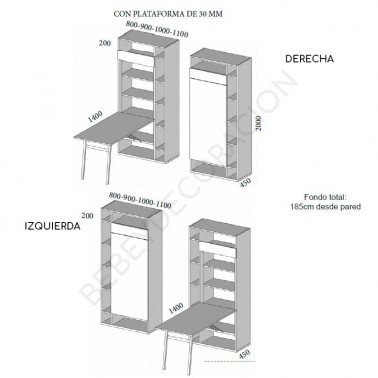 Libreria con mesa estudio abatible