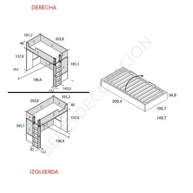 Litera Trak escalera lateral con cama canape