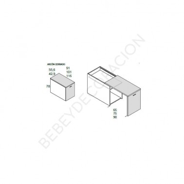 Arcon con mesa extraible y frontal liso