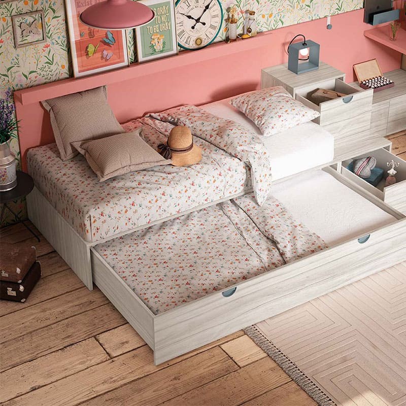 Cama bloc con cajon con ruedas