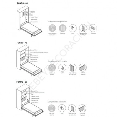 Cama abatible vertical con sofa canape