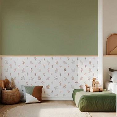 Papel pintado Golondrinas y flores