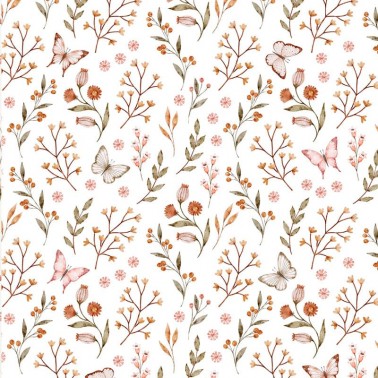 Papel pintado Mariposas y flores