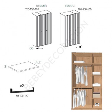 Armario tres puertas Stria