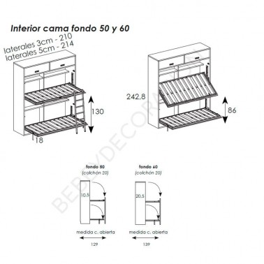 Litera abatible horizontal Next con altillo