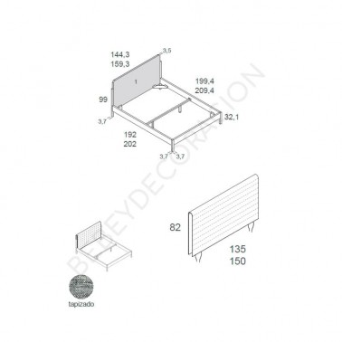 Cama aro angulos madera y cabezal