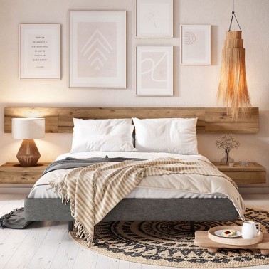 Cama aro recto tapizado Ros